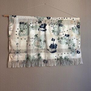 Nautical Map Tapestry Wall Hanging in Cream, Green, and Navy